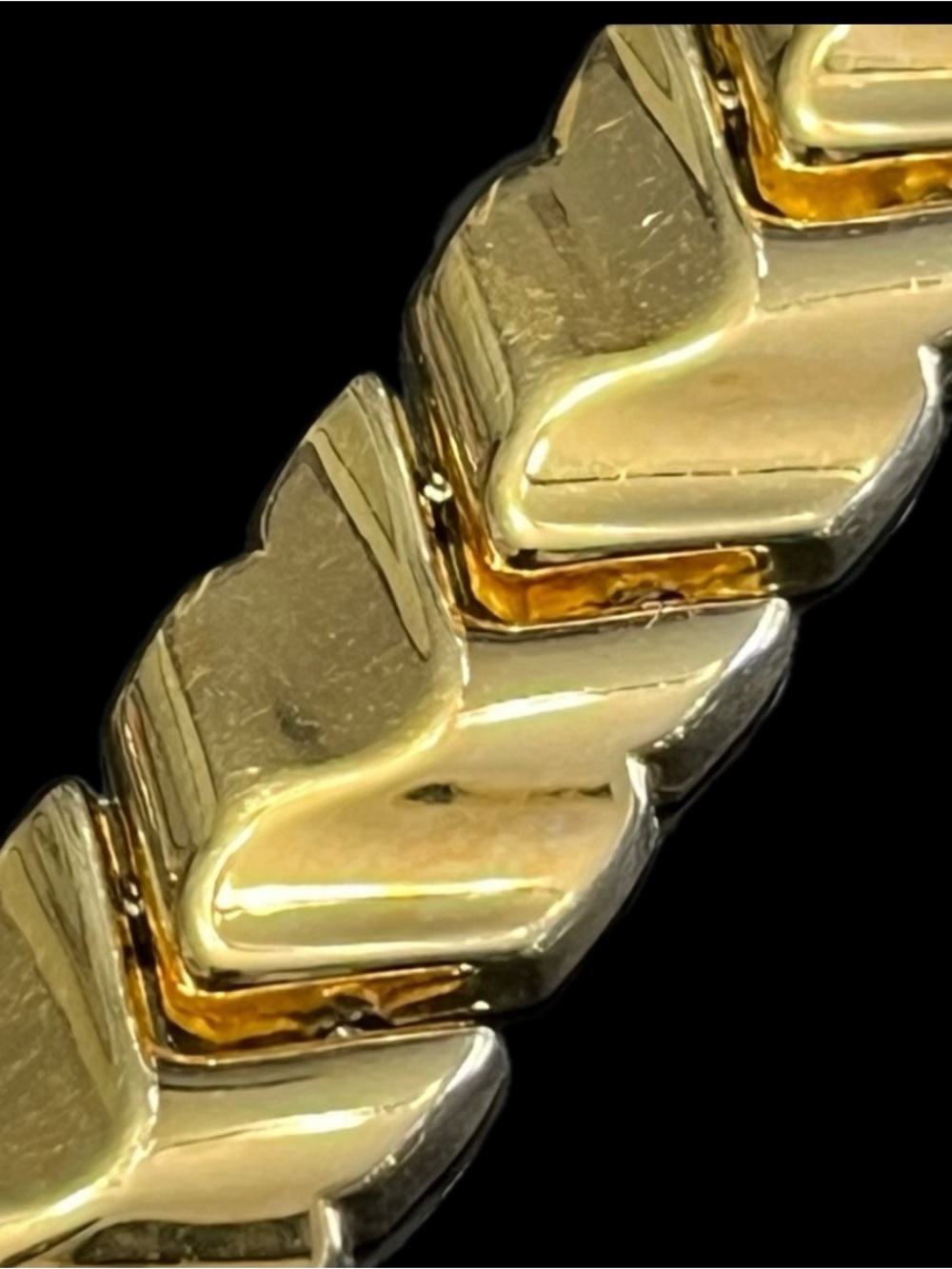 18k Gold Technibond Vermeil Stampato Link Wide Polished Bracelet Vintage HSN